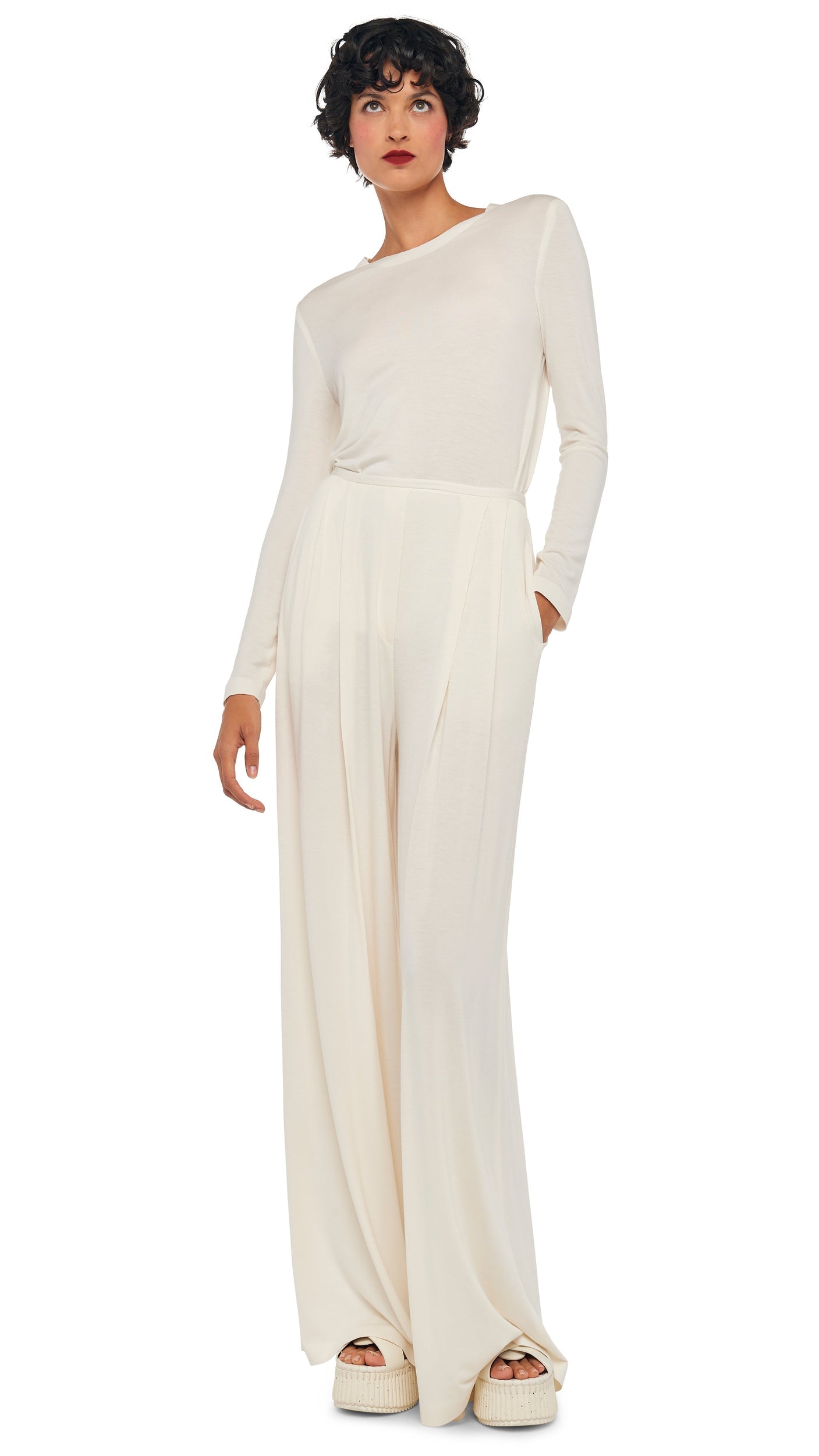 Norma Kamali LONG SLEEVE CREW TOP