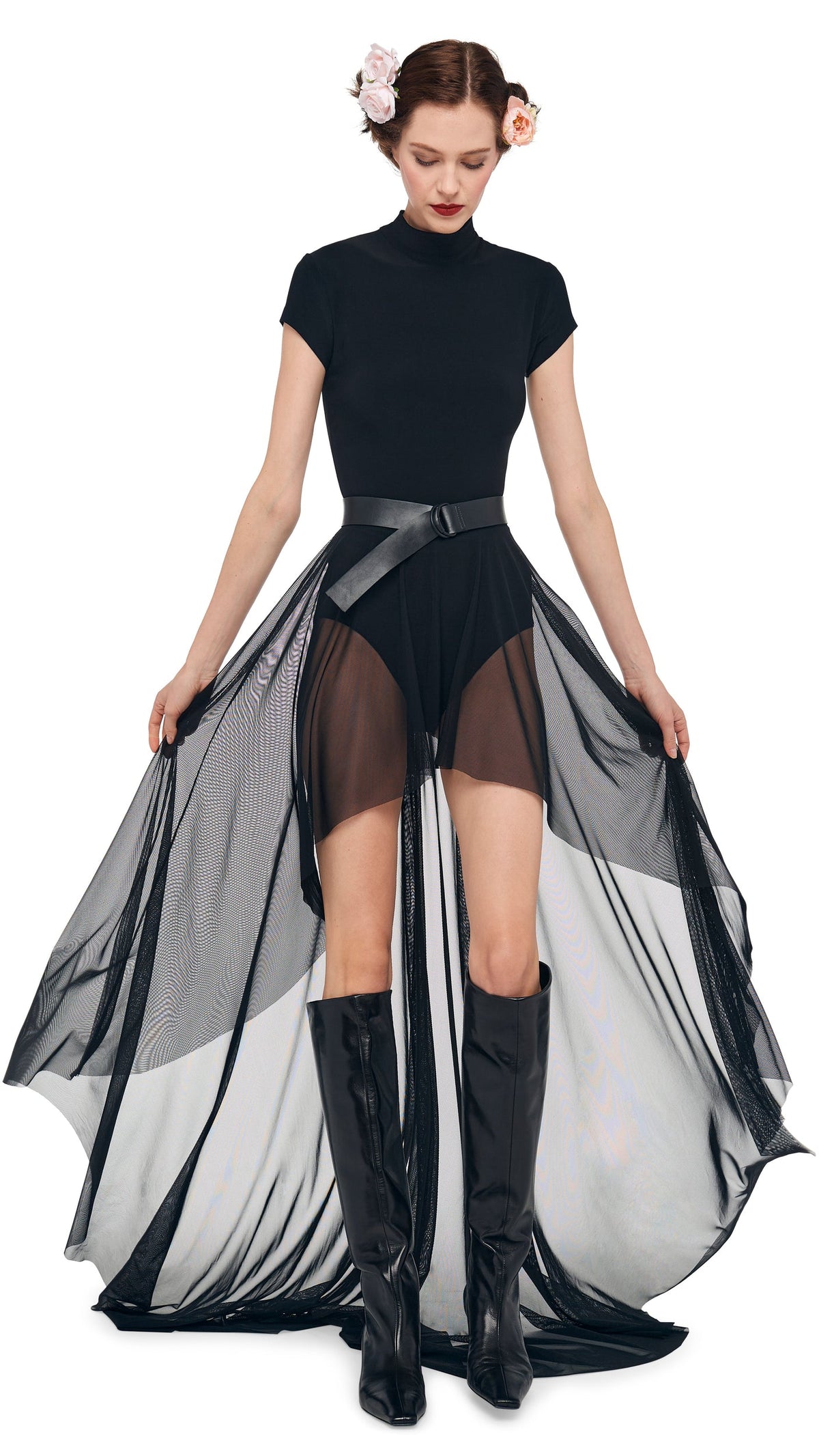 Norma Kamali HI LOW MOCK NECK CAP SLEEVE GOWN