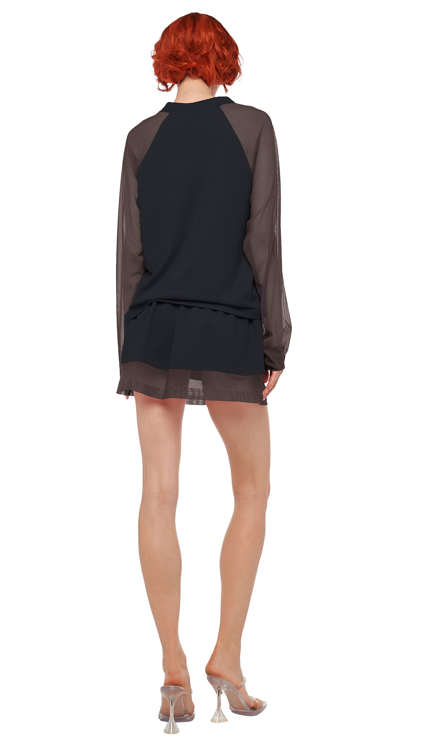 Norma Kamali BOYFRIEND MINI SKIRT W/ MESH