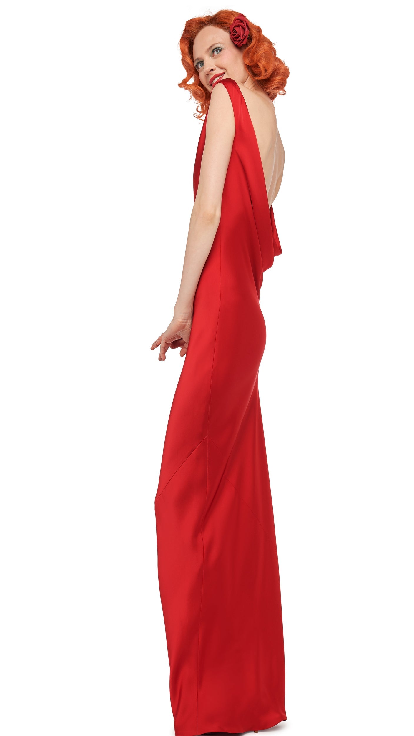 Norma Kamali SLEEVELESS LOW BACK DRAPE GOWN