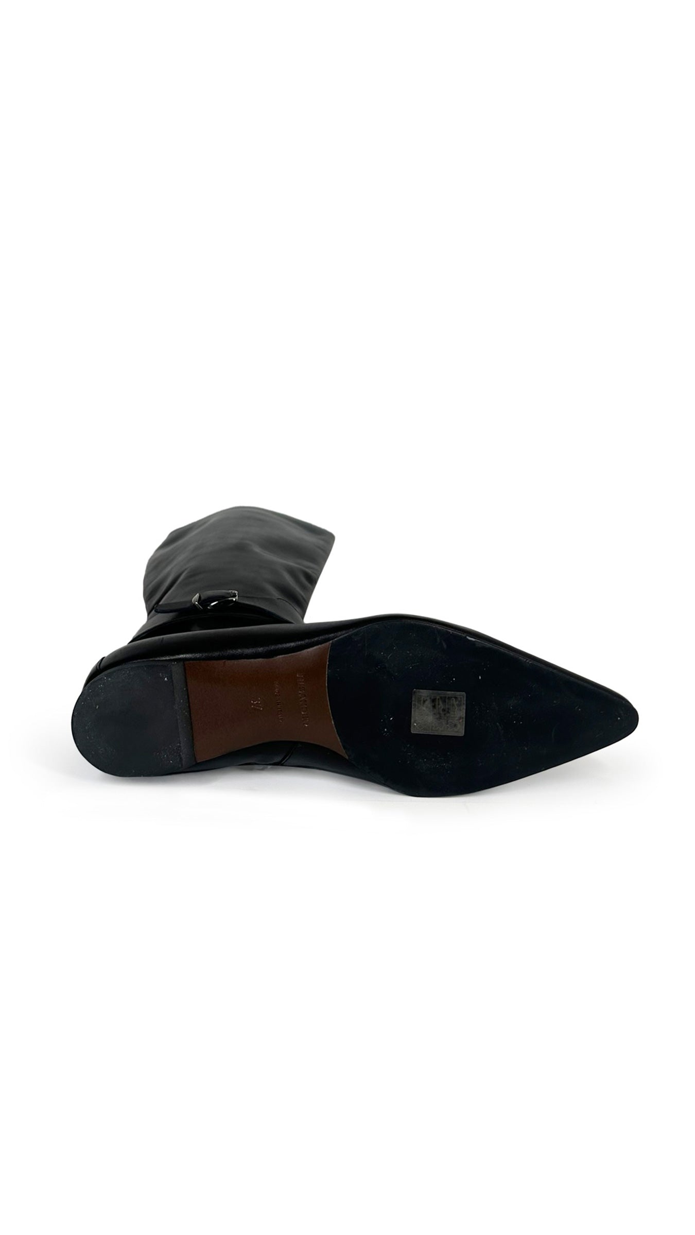 Norma Kamali JIL SANDER RIDING LEATHER BOOT WITH BUCKLE