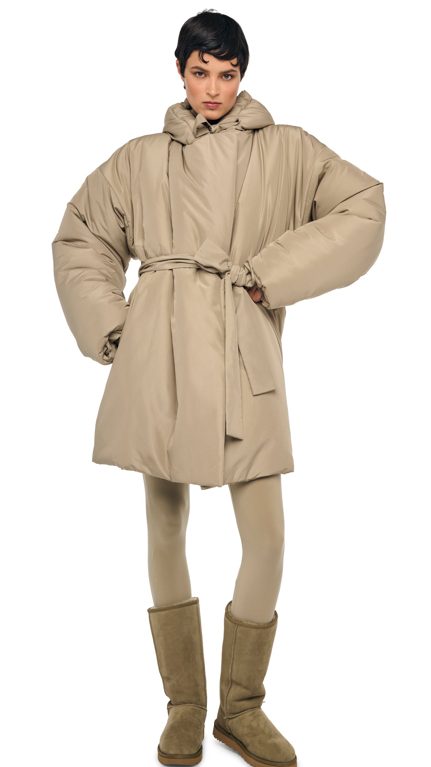 Norma Kamali HOODED SLEEPING BAG COAT TO KNEE