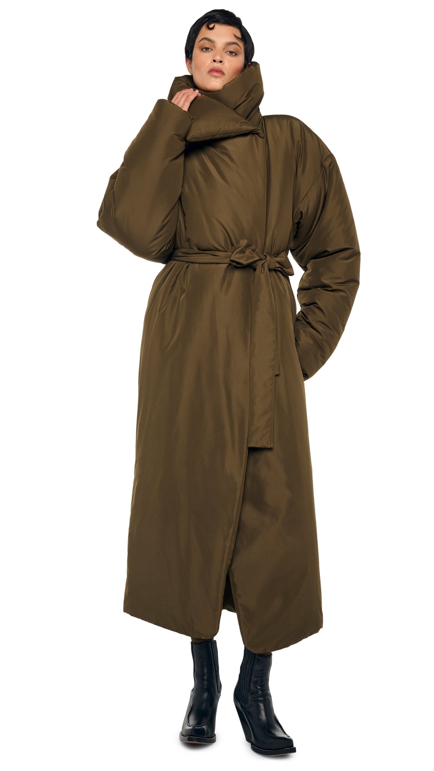Norma Kamali HIGH COLLAR SLEEPING BAG COAT LONG