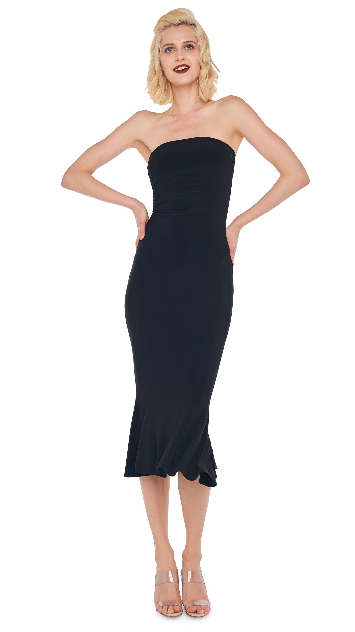 Norma Kamali STRAPLESS FISHTAIL DRESS