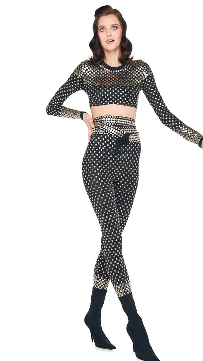 Norma Kamali STUD CREWNECK CROPPED TOP