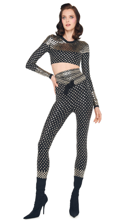 Norma Kamali STUD CREWNECK CROPPED TOP