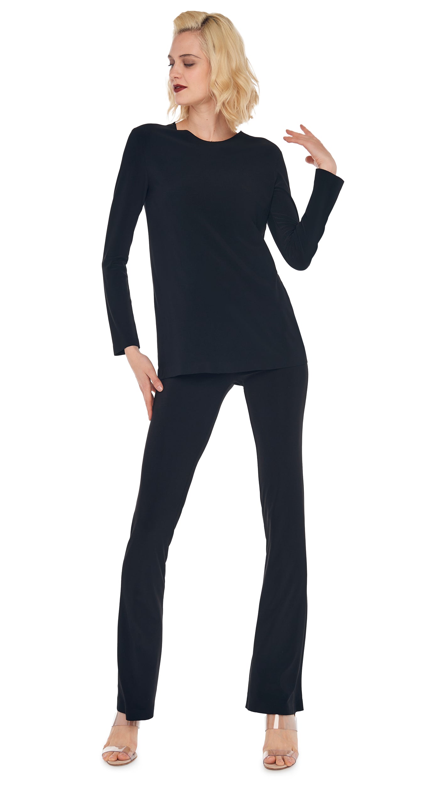 Norma Kamali LONG SLEEVE CREW TOP