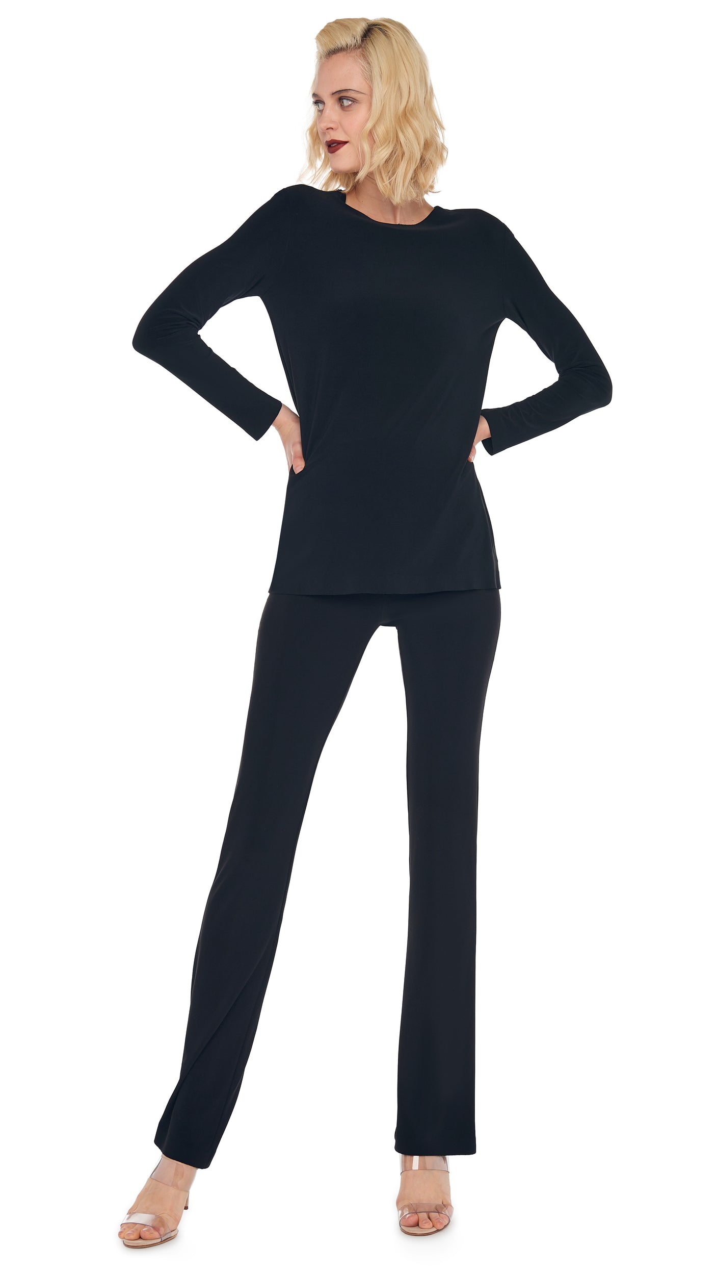 Norma Kamali LONG SLEEVE CREW TOP