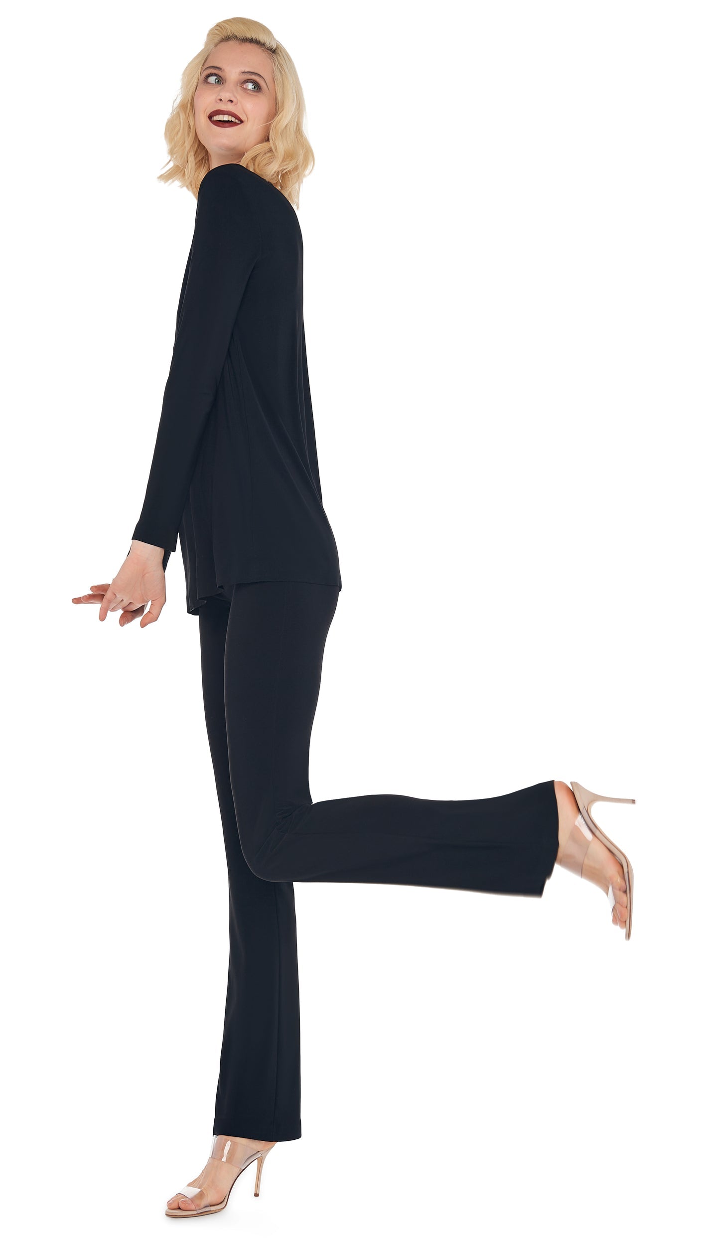Norma Kamali LONG SLEEVE CREW TOP