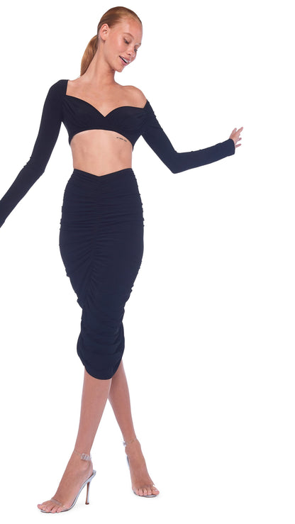 Norma Kamali SHIRRED SKIRT TO KNEE