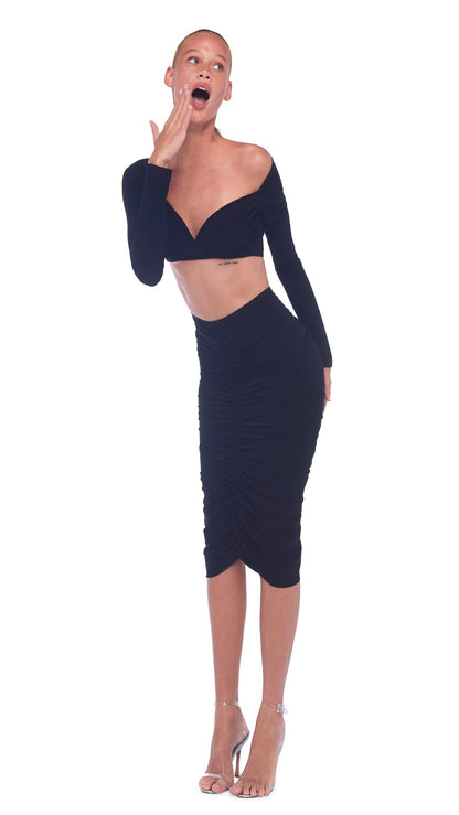 Norma Kamali SHIRRED SKIRT TO KNEE