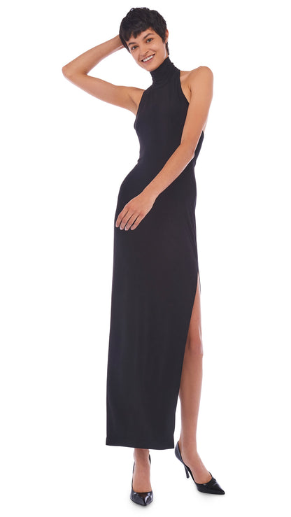 Norma Kamali HALTER TURTLE SIDE SLIT GOWN