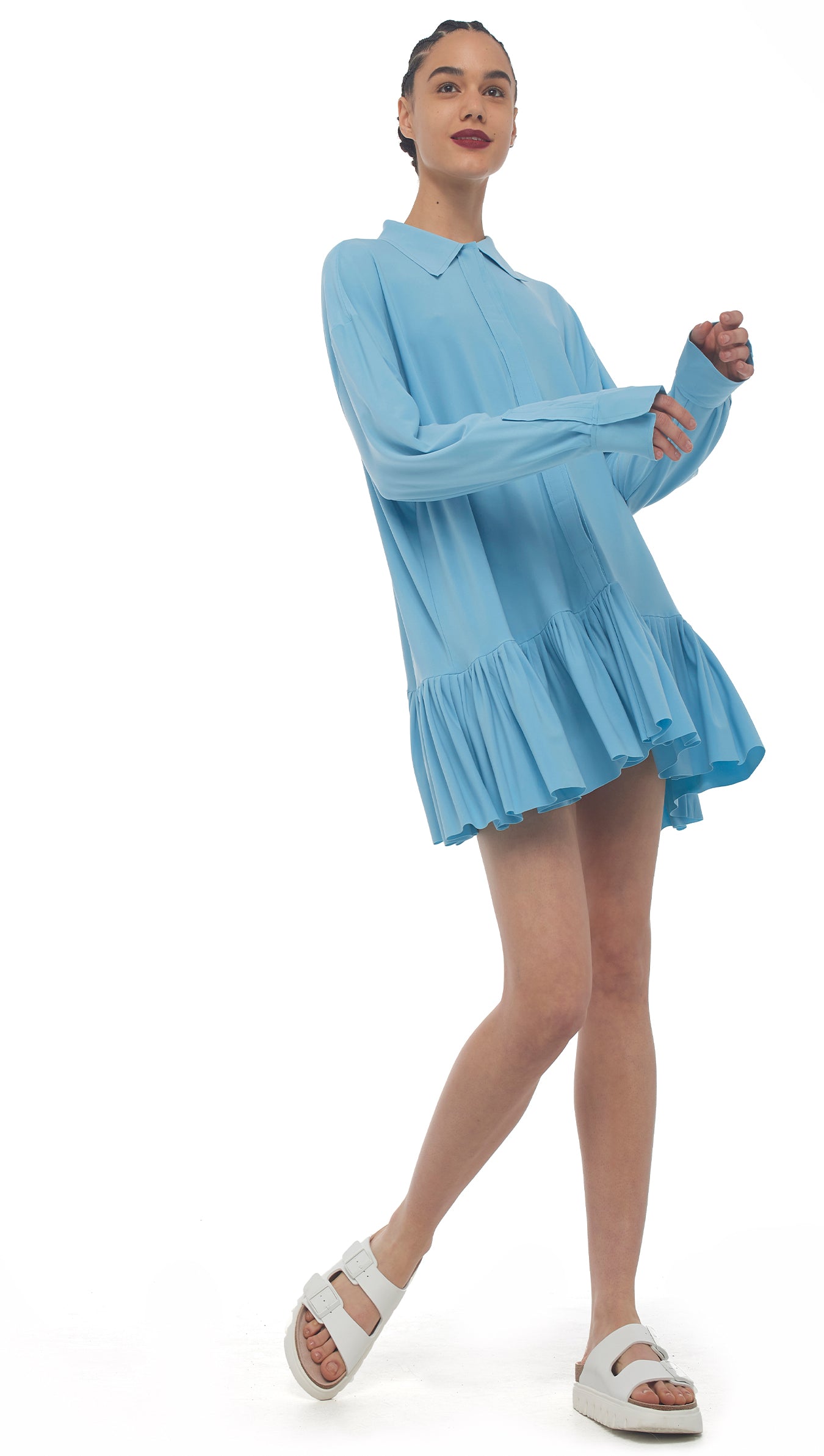 Norma Kamali OVERSIZE BF RUFFLE NK SHIRT