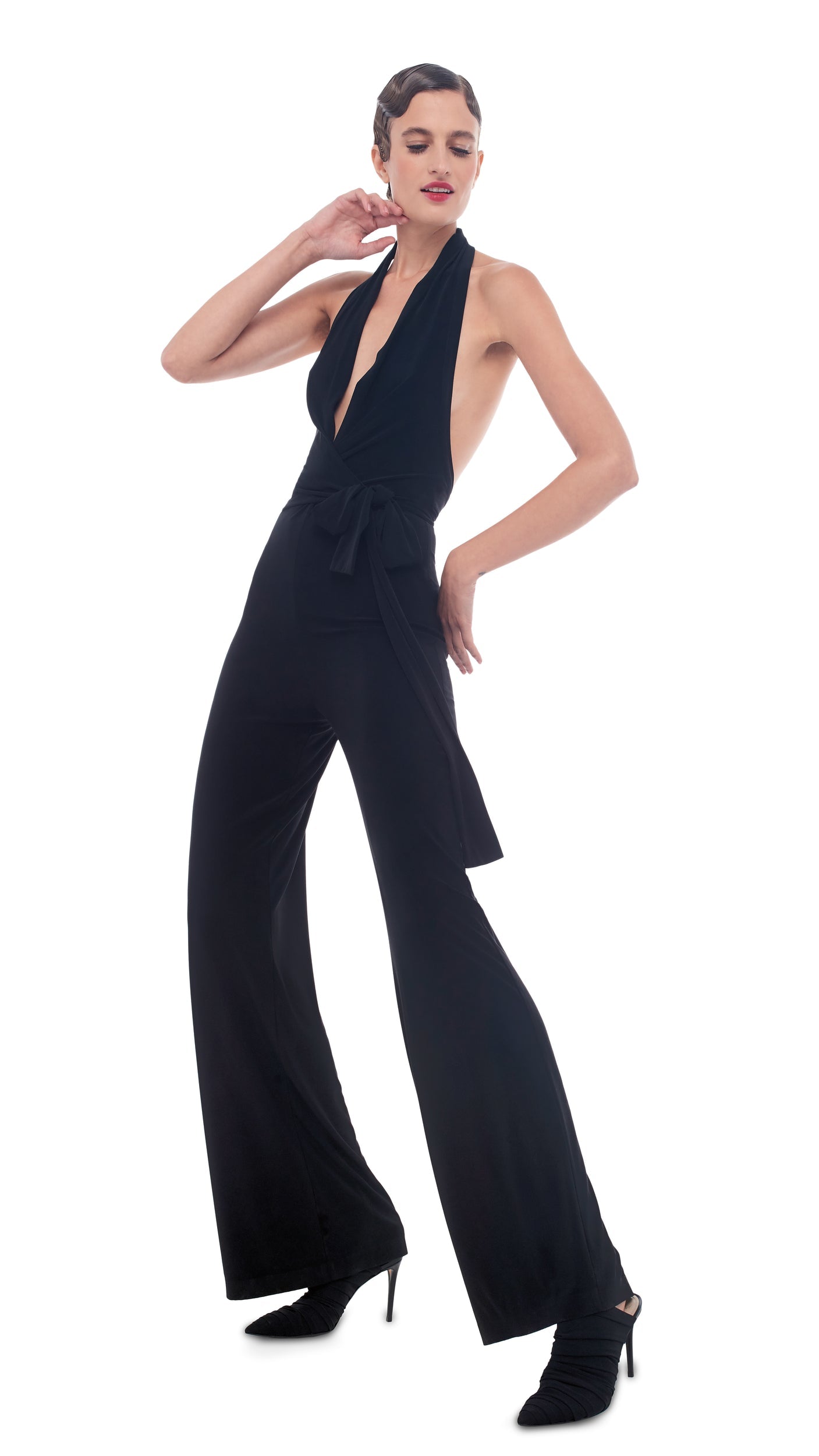 Norma Kamali HALTER WRAP JUMPSUIT