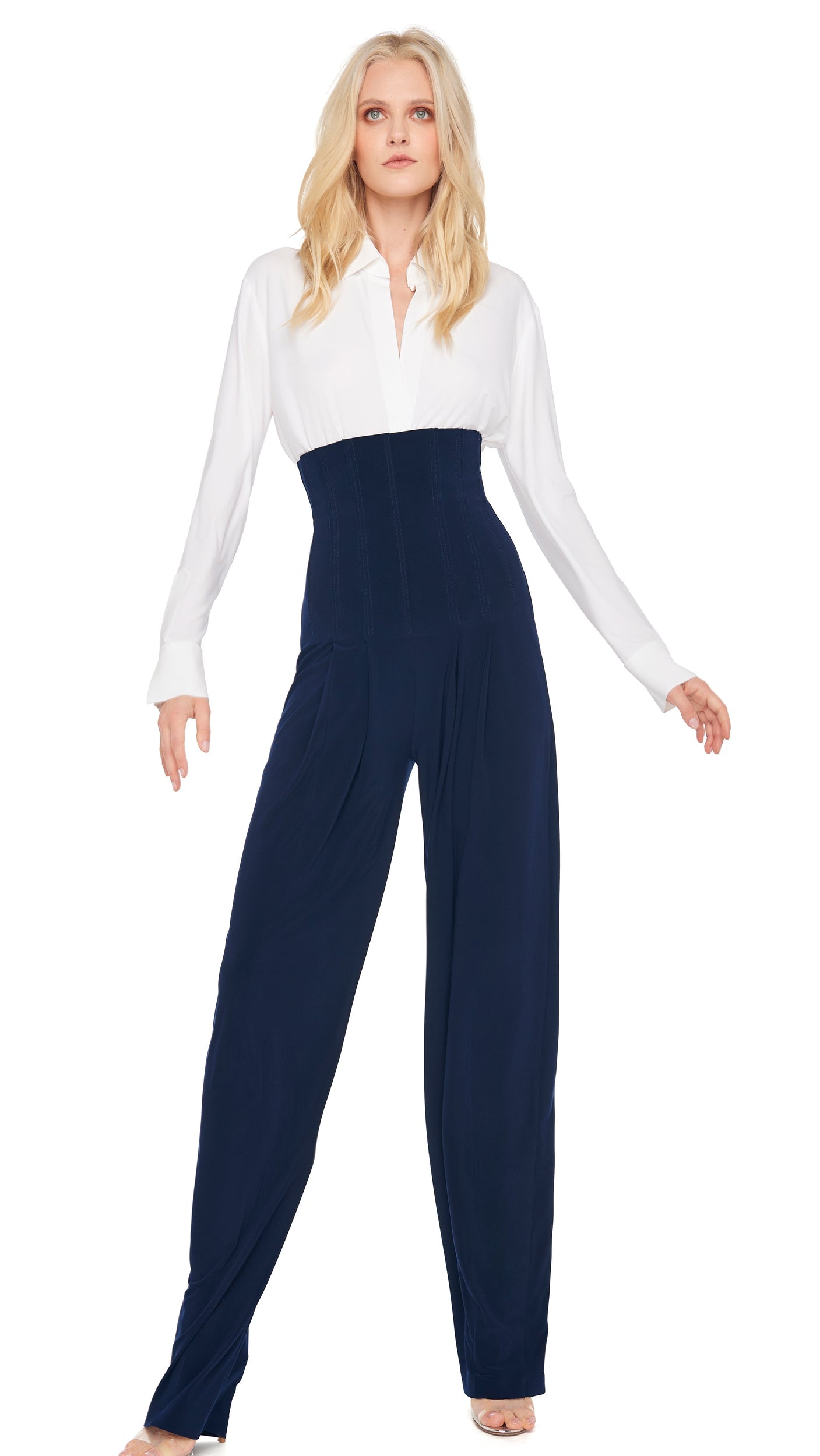 Norma Kamali NK SHIRT W/ COLLAR STAND