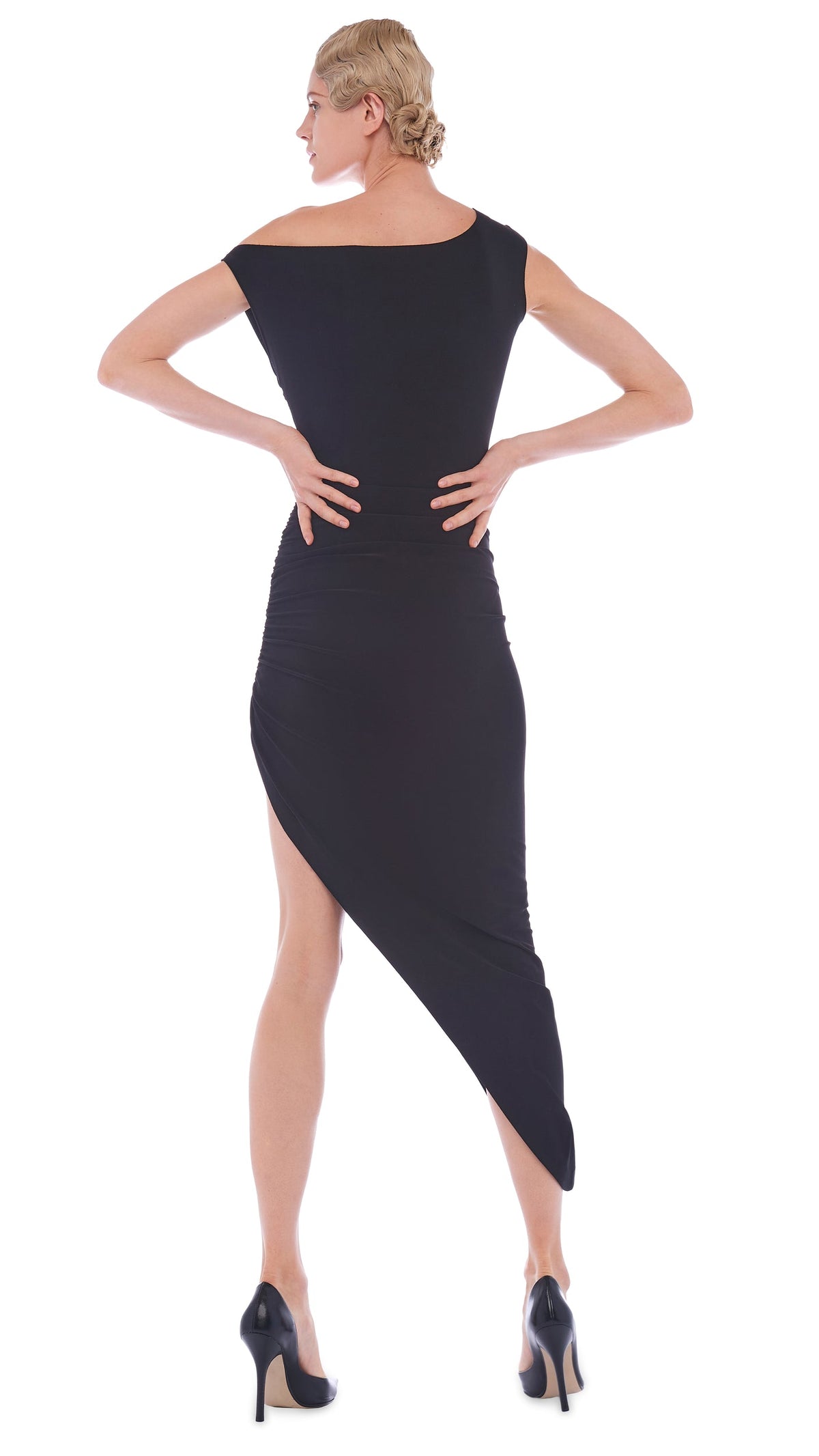 Norma Kamali DROP SHOULDER SIDE DRAPE GOWN