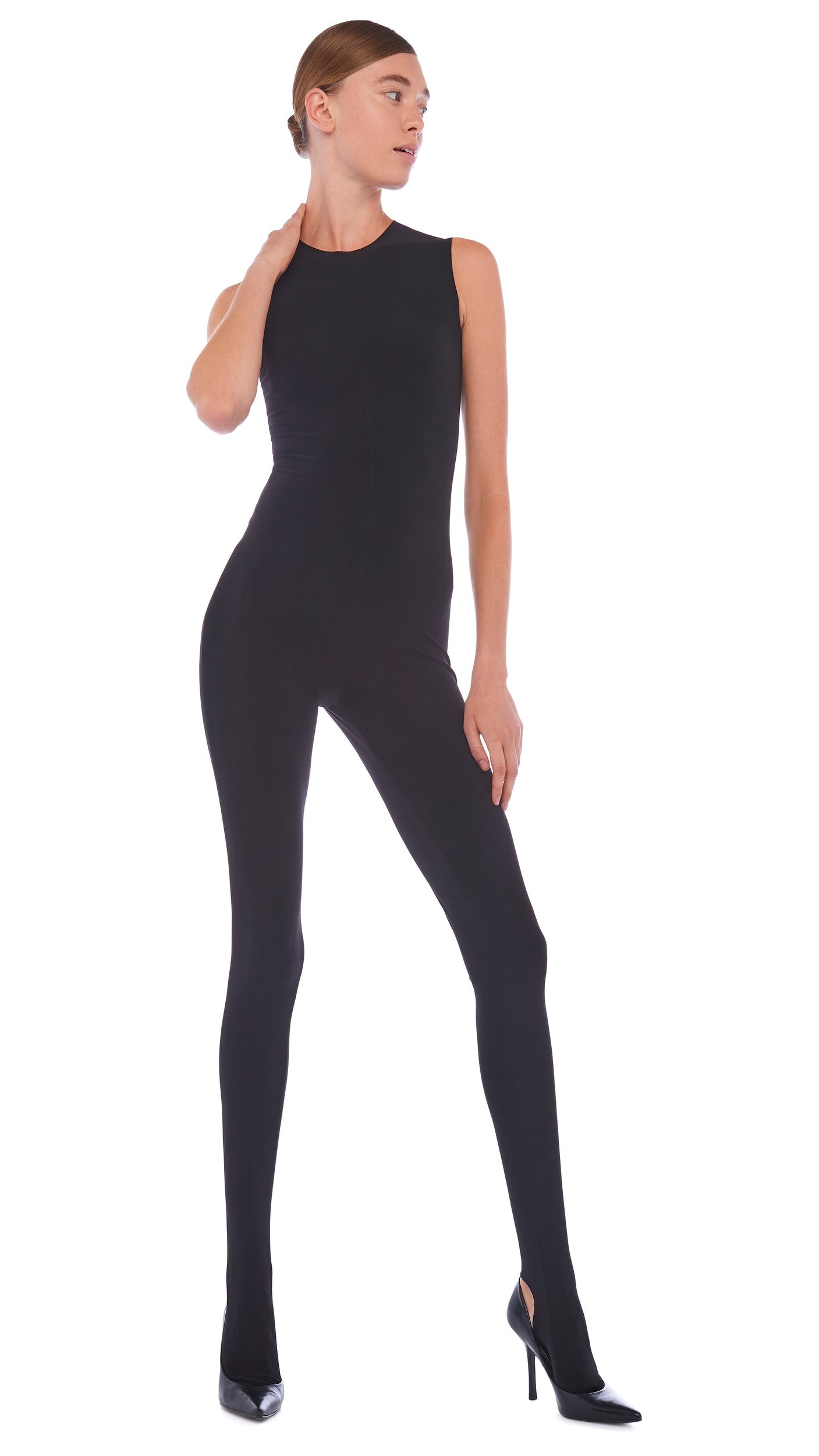 Norma Kamali SLEEVELESS CATSUIT W/ FOOTIE