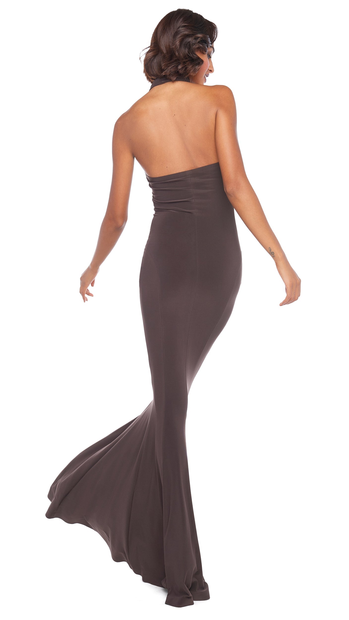 Norma Kamali HALTER TURTLE FISHTAIL GOWN