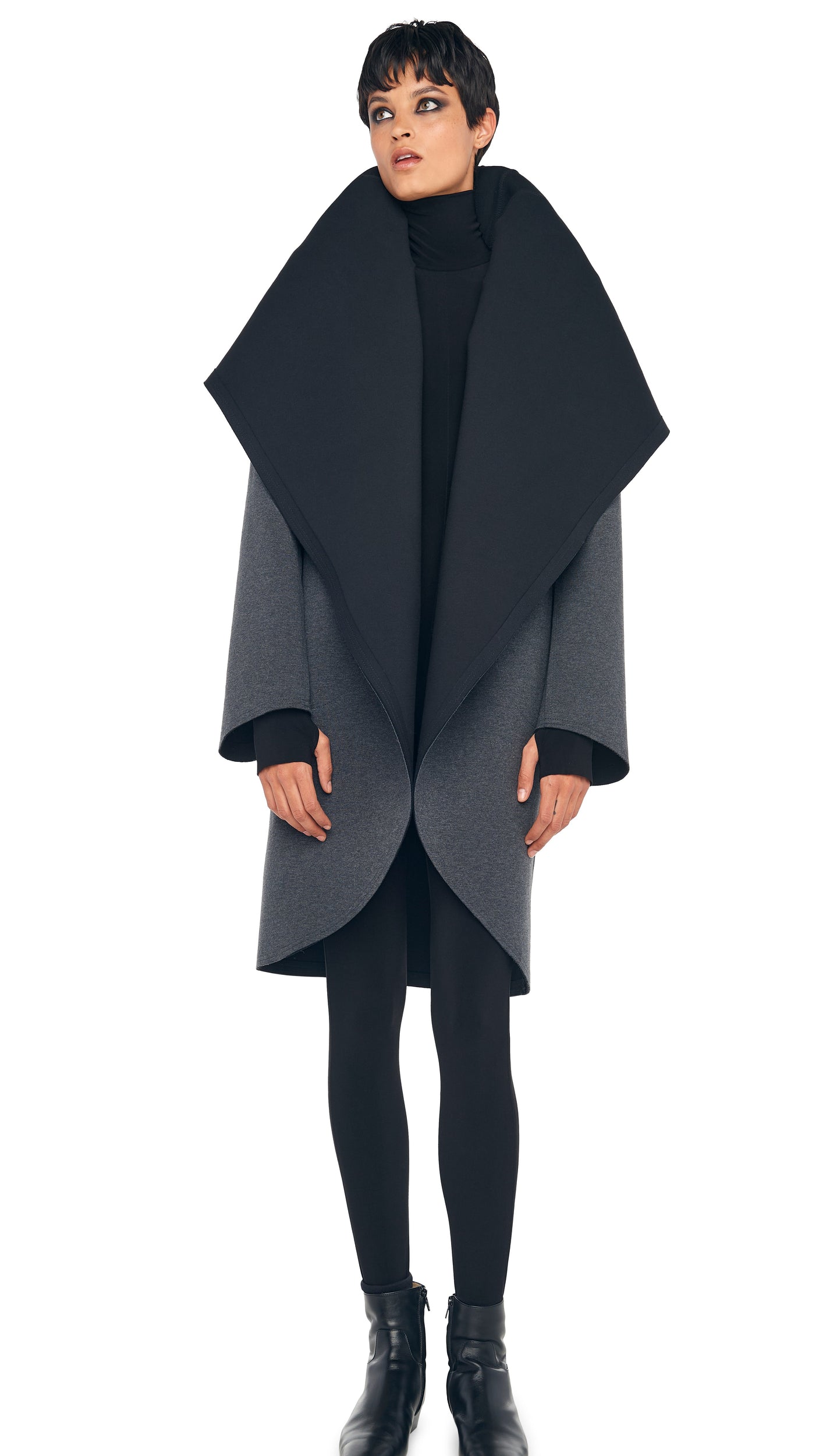 Norma Kamali SHAWL COLLAR COAT REVERSIBLE