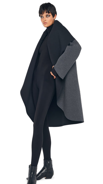 Norma Kamali SHAWL COLLAR COAT REVERSIBLE