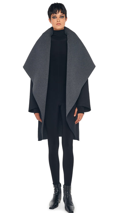 Norma Kamali SHAWL COLLAR COAT REVERSIBLE
