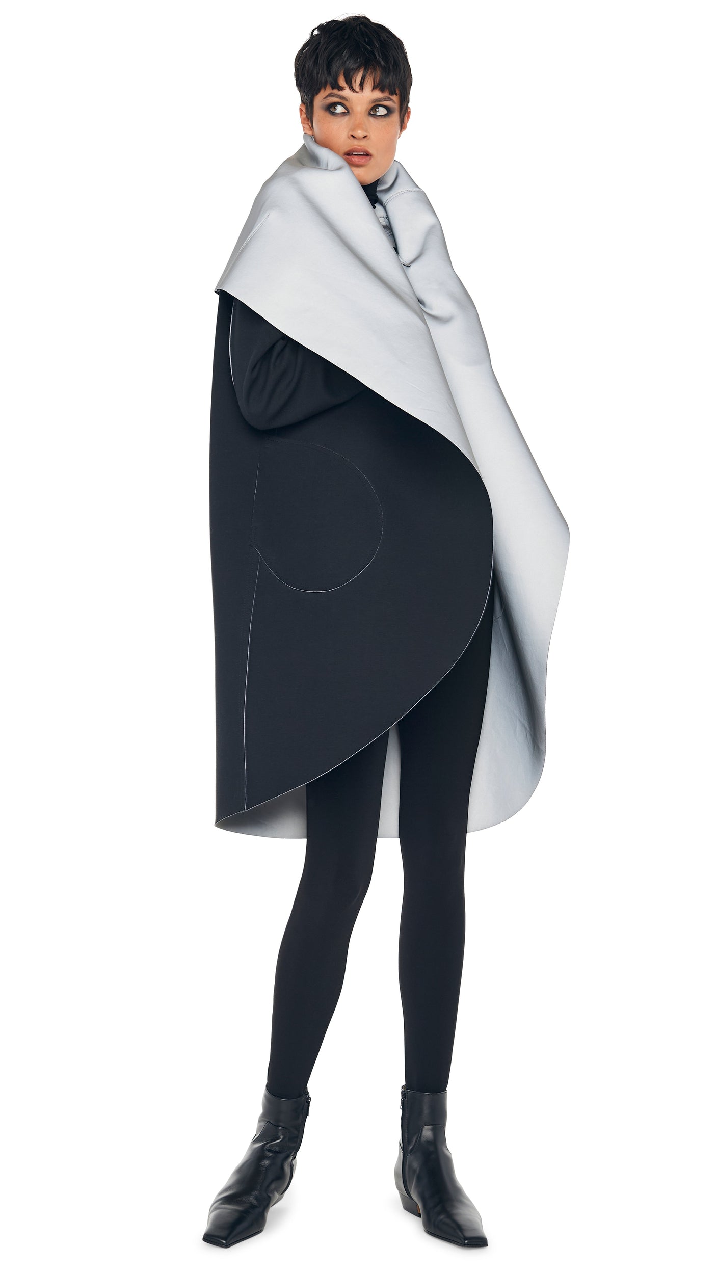 Norma Kamali SHAWL COLLAR COAT REVERSIBLE