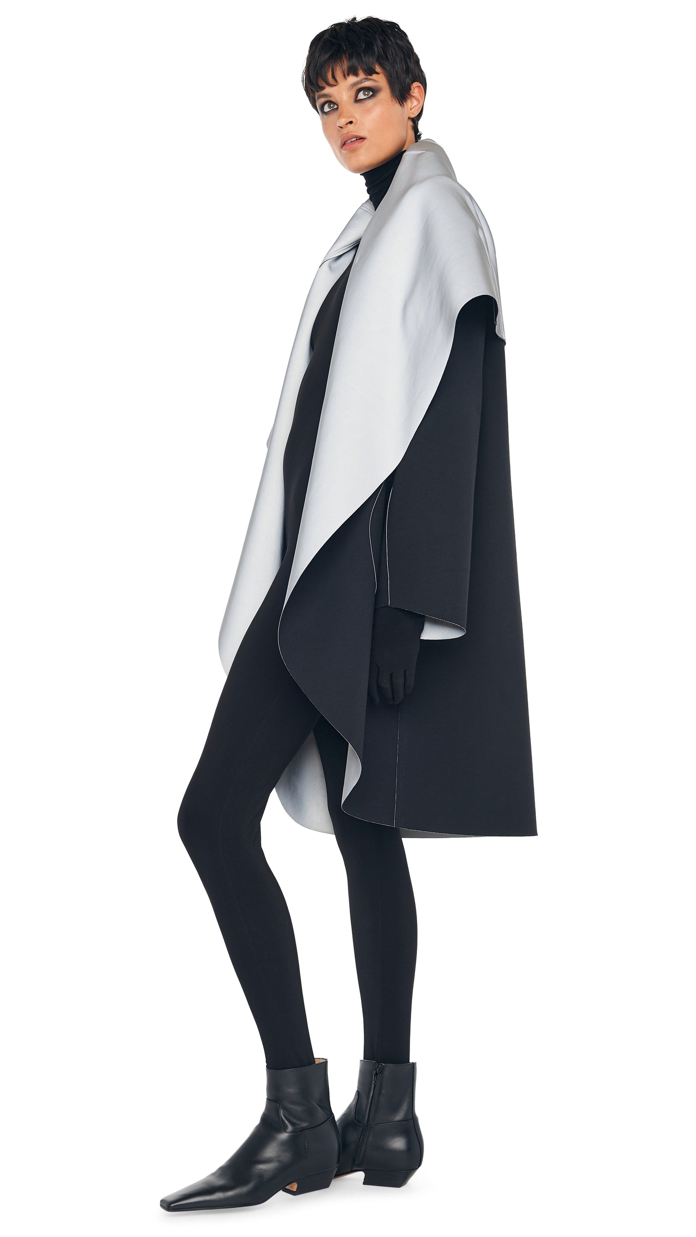 Norma Kamali SHAWL COLLAR COAT REVERSIBLE