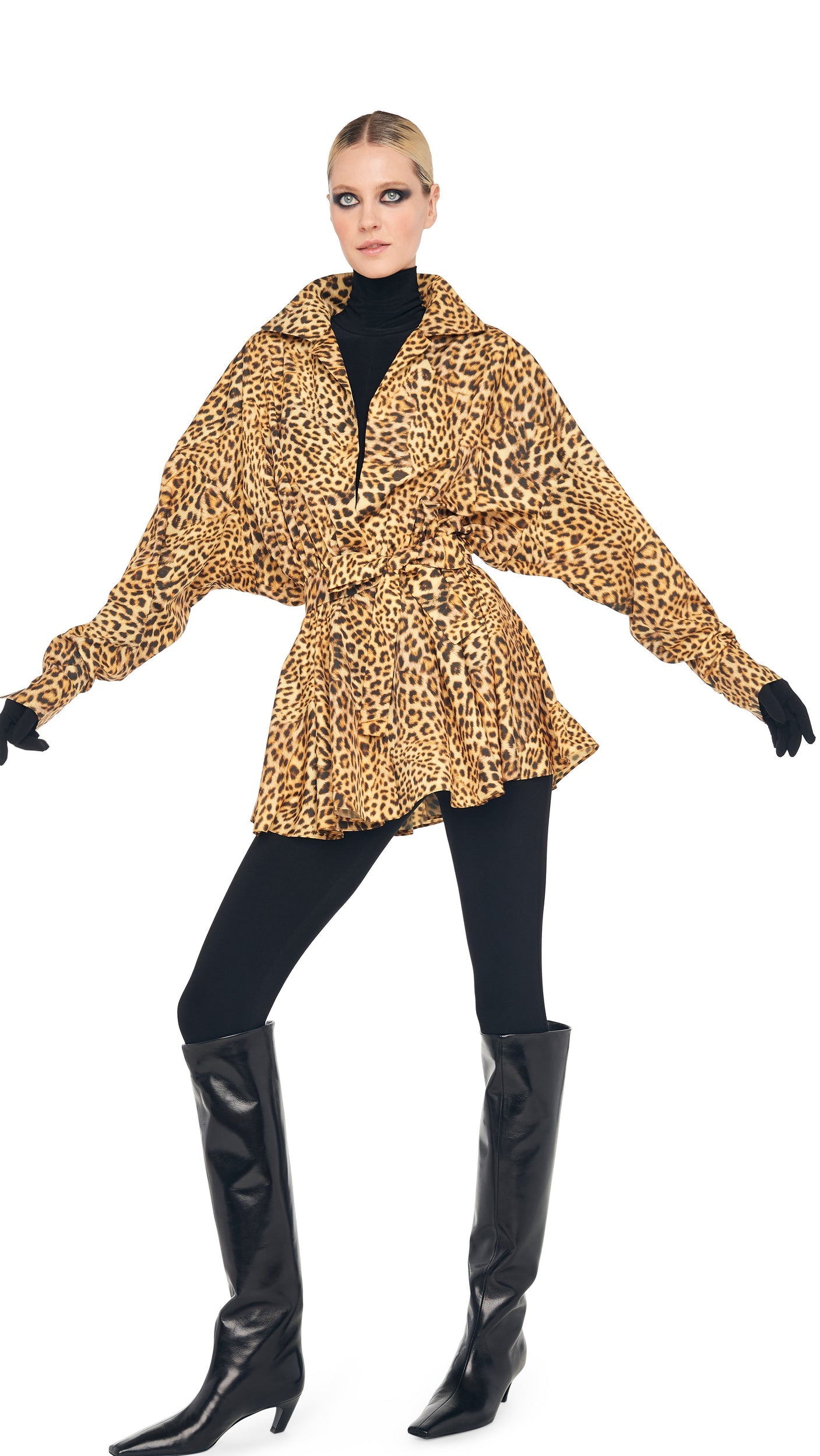 Norma Kamali SUPER OS BF NK SHIRT FLARED MINI DRESS