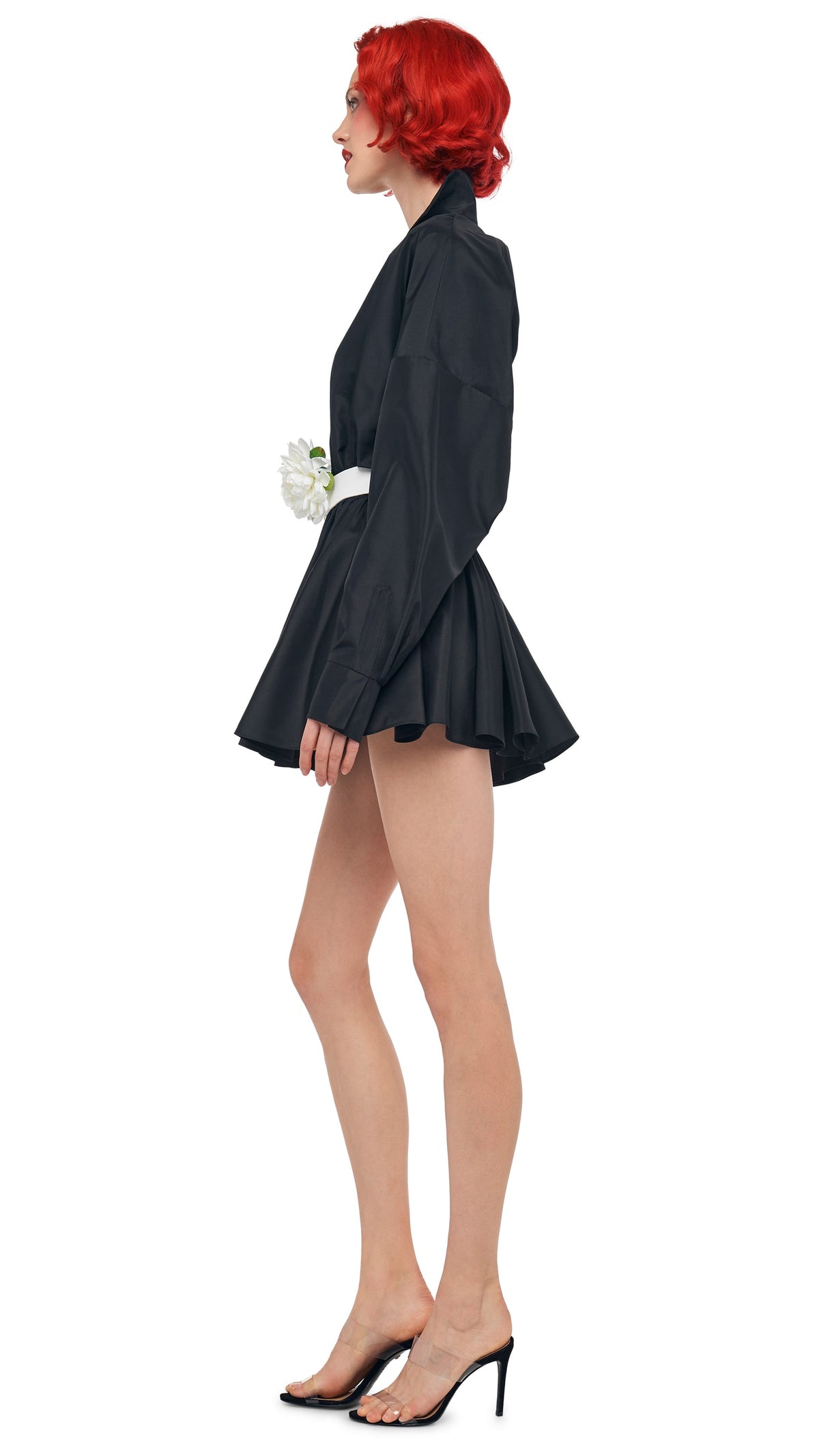 Norma Kamali SUPER OS BF NK SHIRT FLARED MINI DRESS