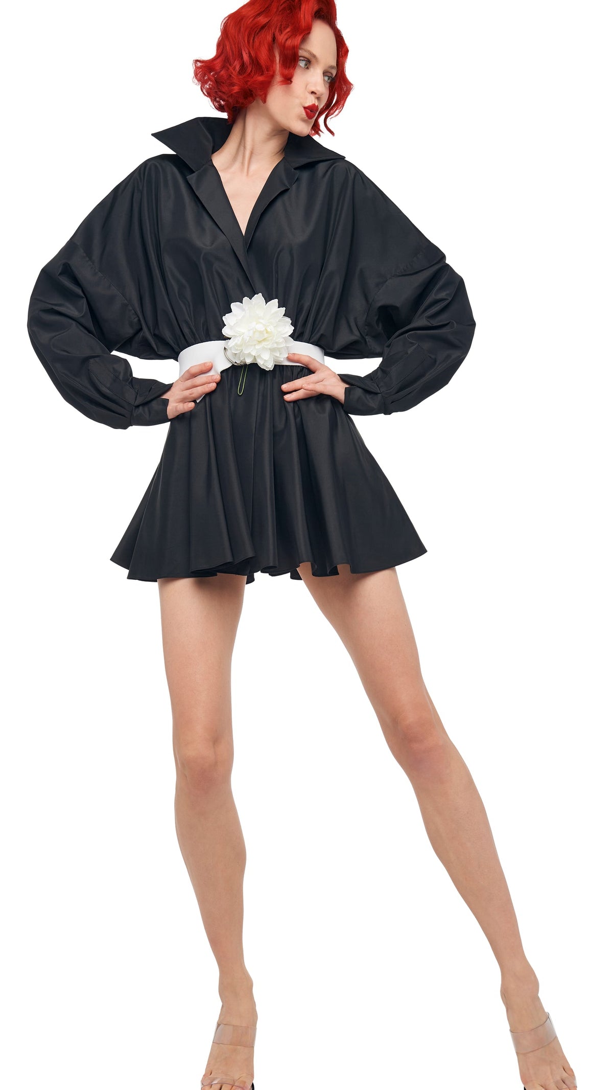 Norma Kamali SUPER OS BF NK SHIRT FLARED MINI DRESS