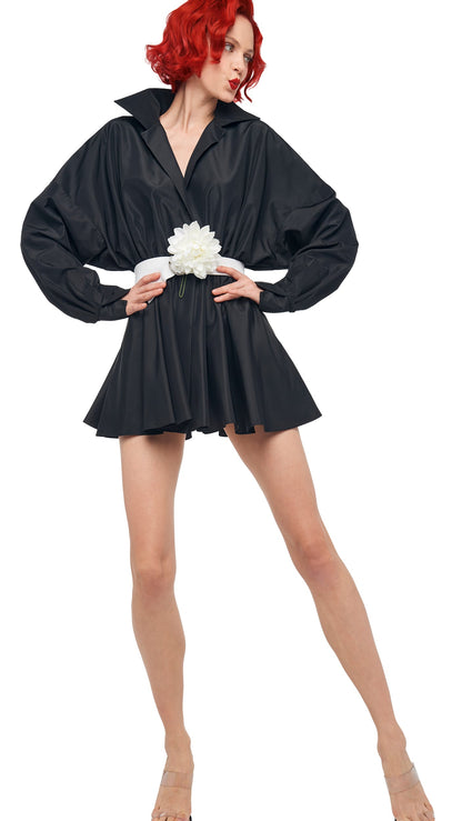 Norma Kamali SUPER OS BF NK SHIRT FLARED MINI DRESS