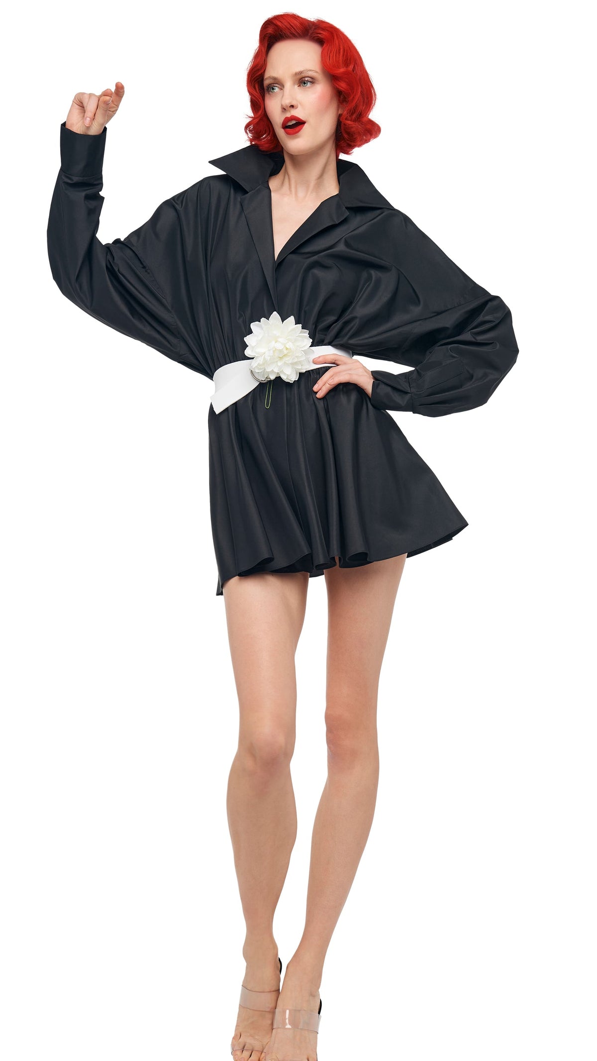 Norma Kamali SUPER OS BF NK SHIRT FLARED MINI DRESS