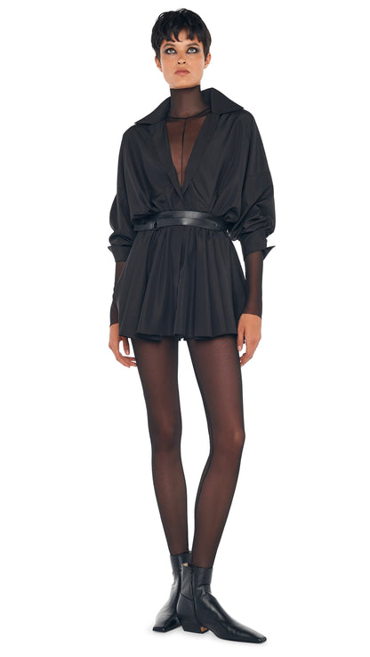 Norma Kamali SUPER OS BF NK SHIRT FLARED MINI DRESS