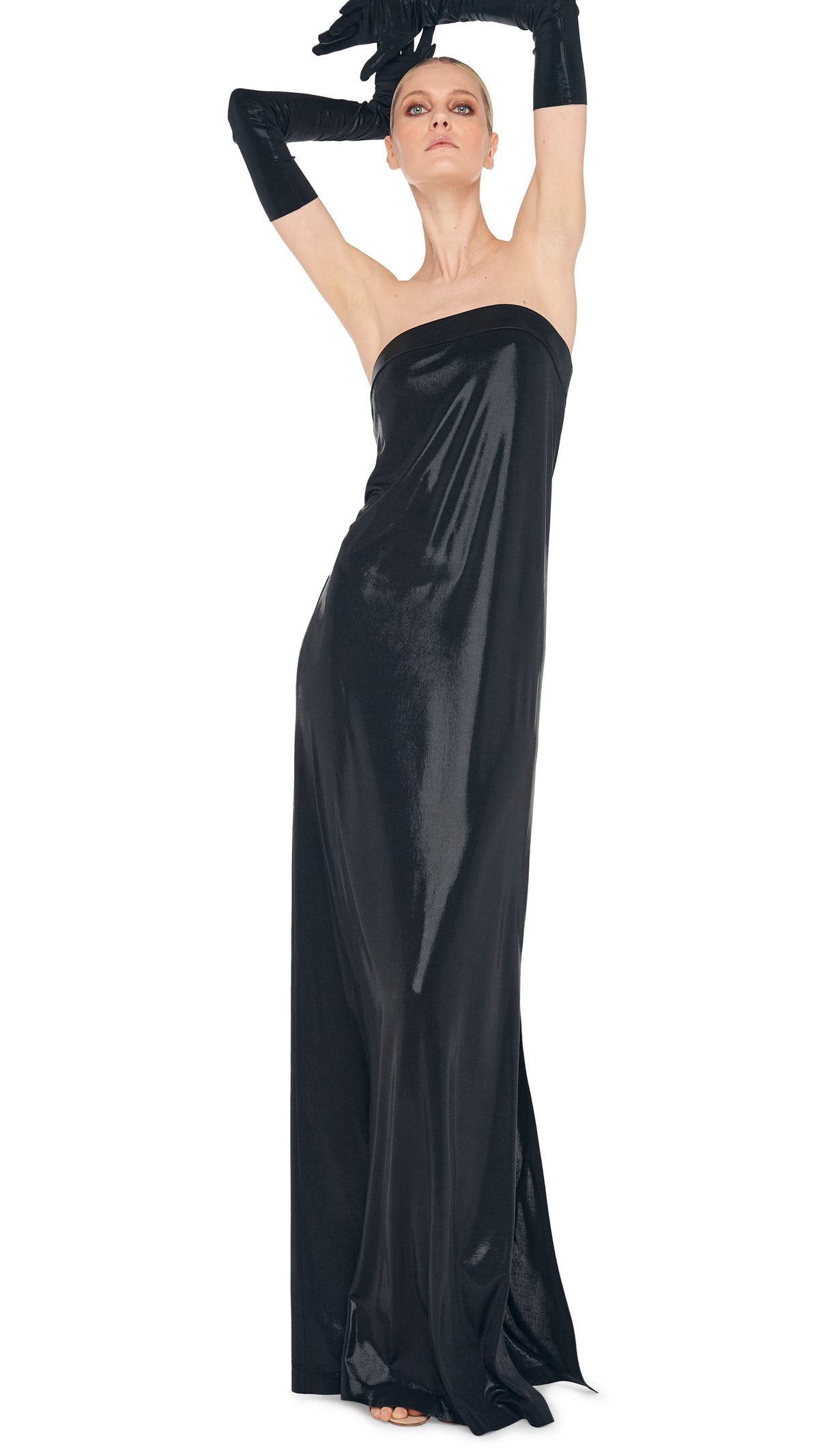 Norma Kamali STRAPLESS TAILORED SIDE SLIT GOWN