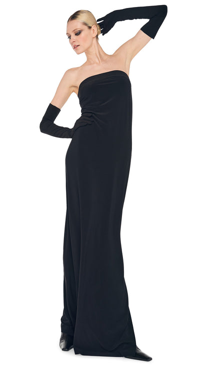 Norma Kamali STRAPLESS TAILORED SIDE SLIT GOWN