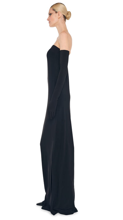 Norma Kamali STRAPLESS TAILORED SIDE SLIT GOWN