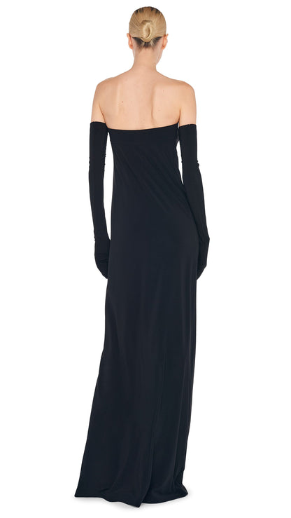 Norma Kamali STRAPLESS TAILORED SIDE SLIT GOWN
