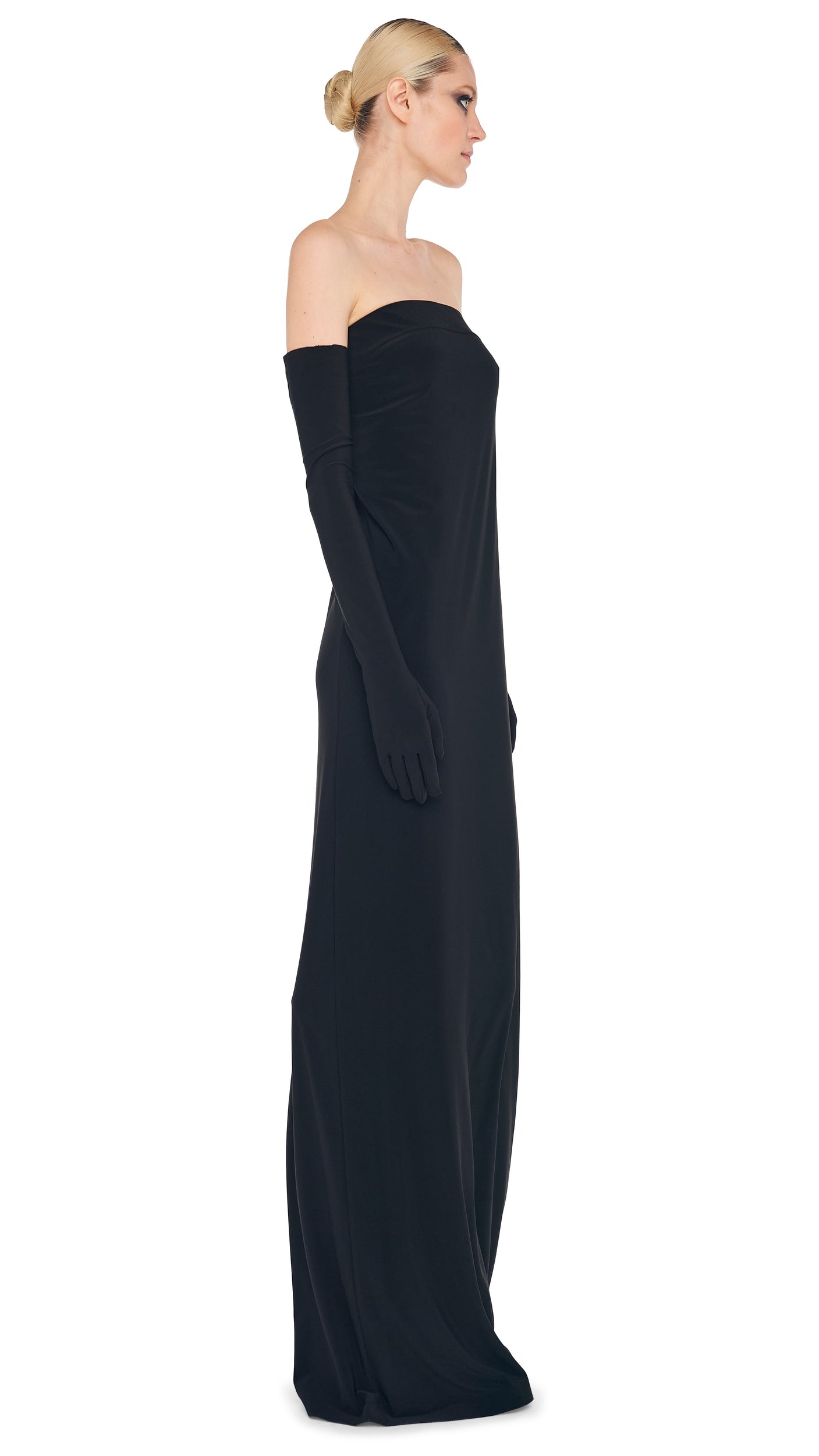 Norma Kamali STRAPLESS TAILORED SIDE SLIT GOWN