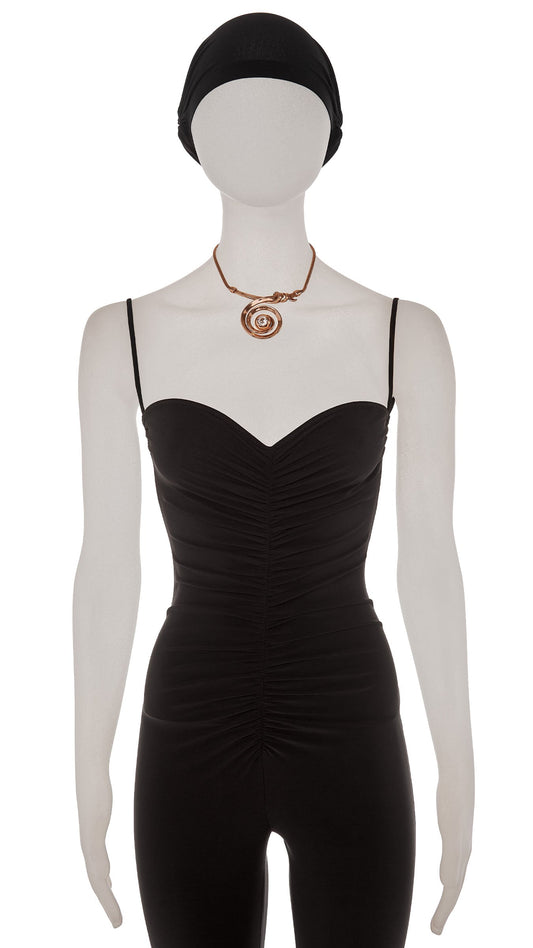 Norma Kamali GOLD SWIRL WITH CRYSTAL PENDANT NECKLACE