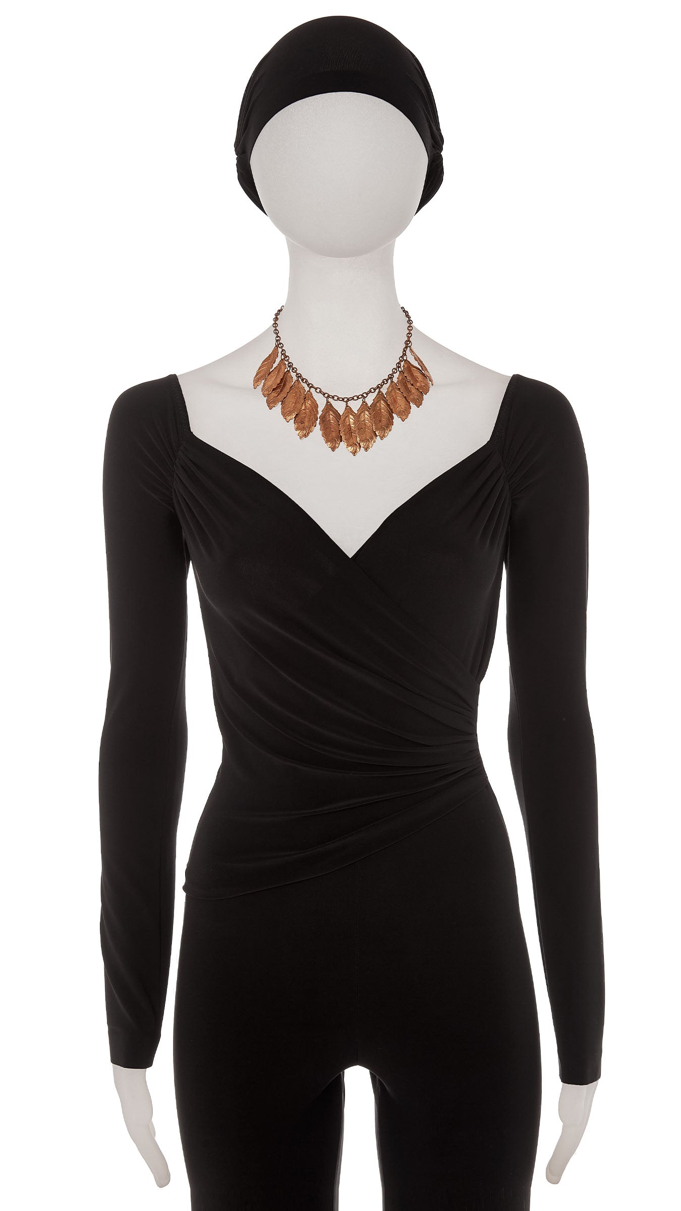 Norma Kamali BRASS LEAF TIERED NECKLACE
