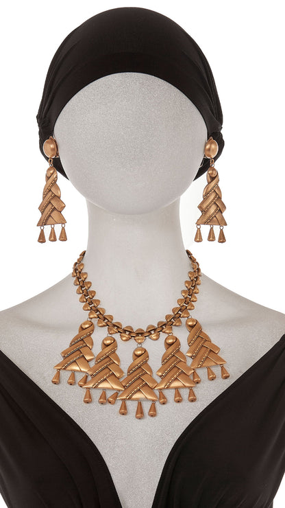 Norma Kamali HOLLYWOOD REGENCY STYLE BIB PENDANT NECKLACE WITH MATCHING EARRINGS