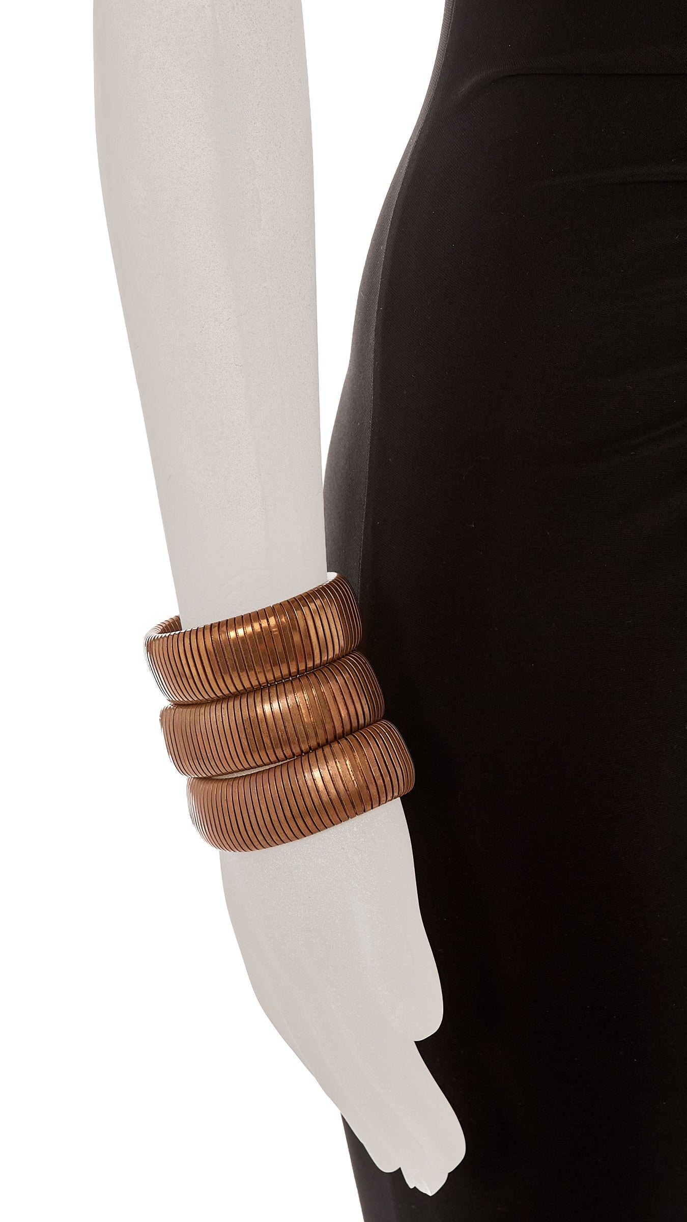 Norma Kamali BRASS RIBBED BANGLE SET OF 3