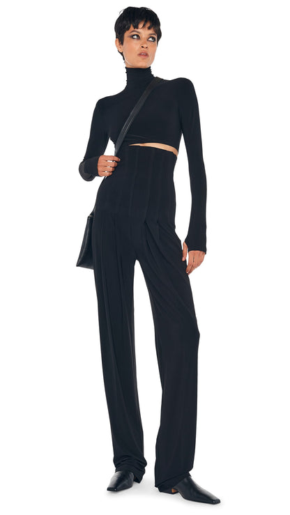 Norma Kamali HIGH WAIST TAILORED PLEAT PANT