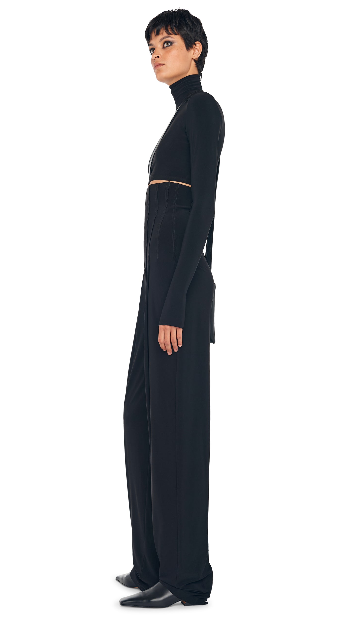 Norma Kamali HIGH WAIST TAILORED PLEAT PANT