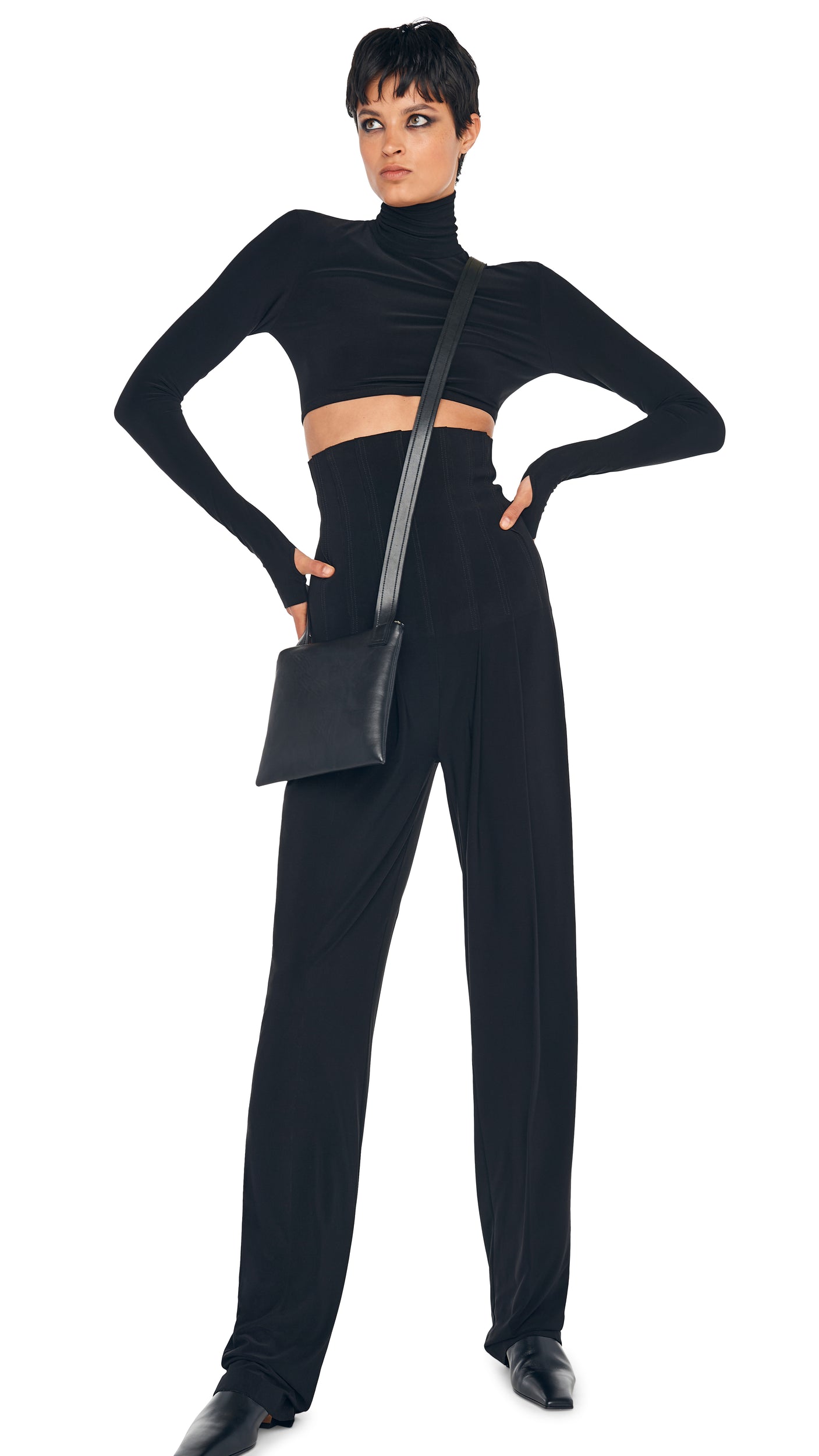Norma Kamali HIGH WAIST TAILORED PLEAT PANT