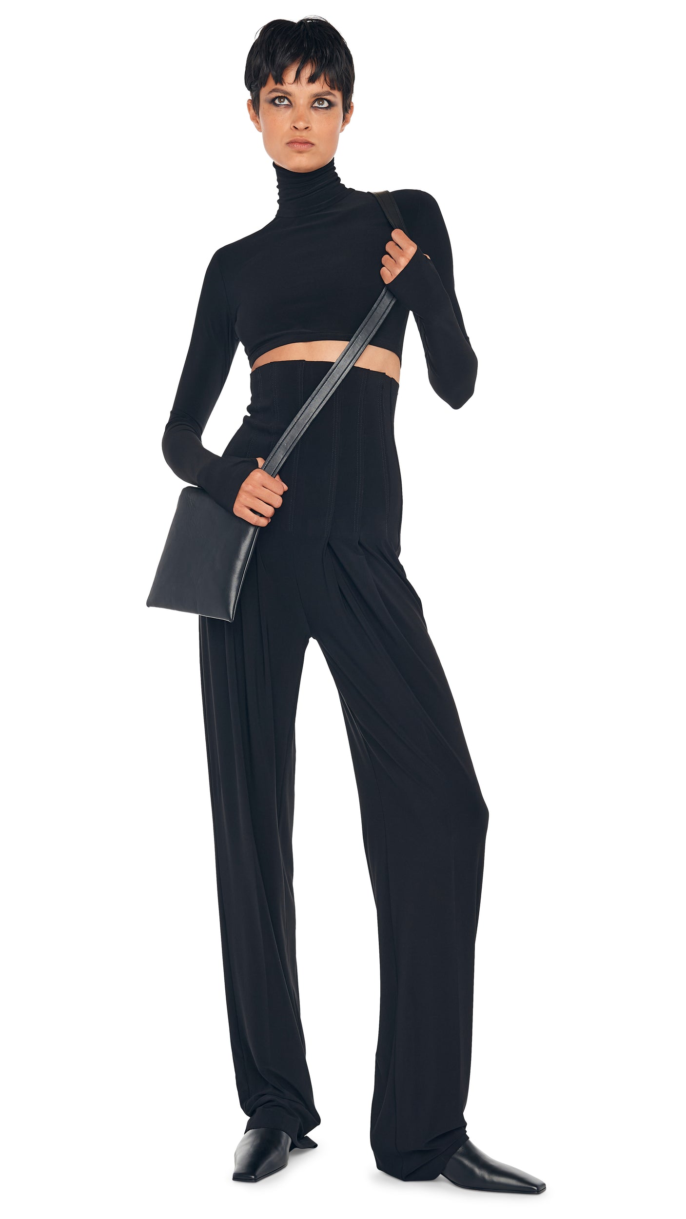Norma Kamali HIGH WAIST TAILORED PLEAT PANT