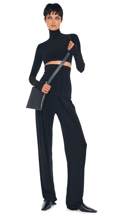 Norma Kamali HIGH WAIST TAILORED PLEAT PANT