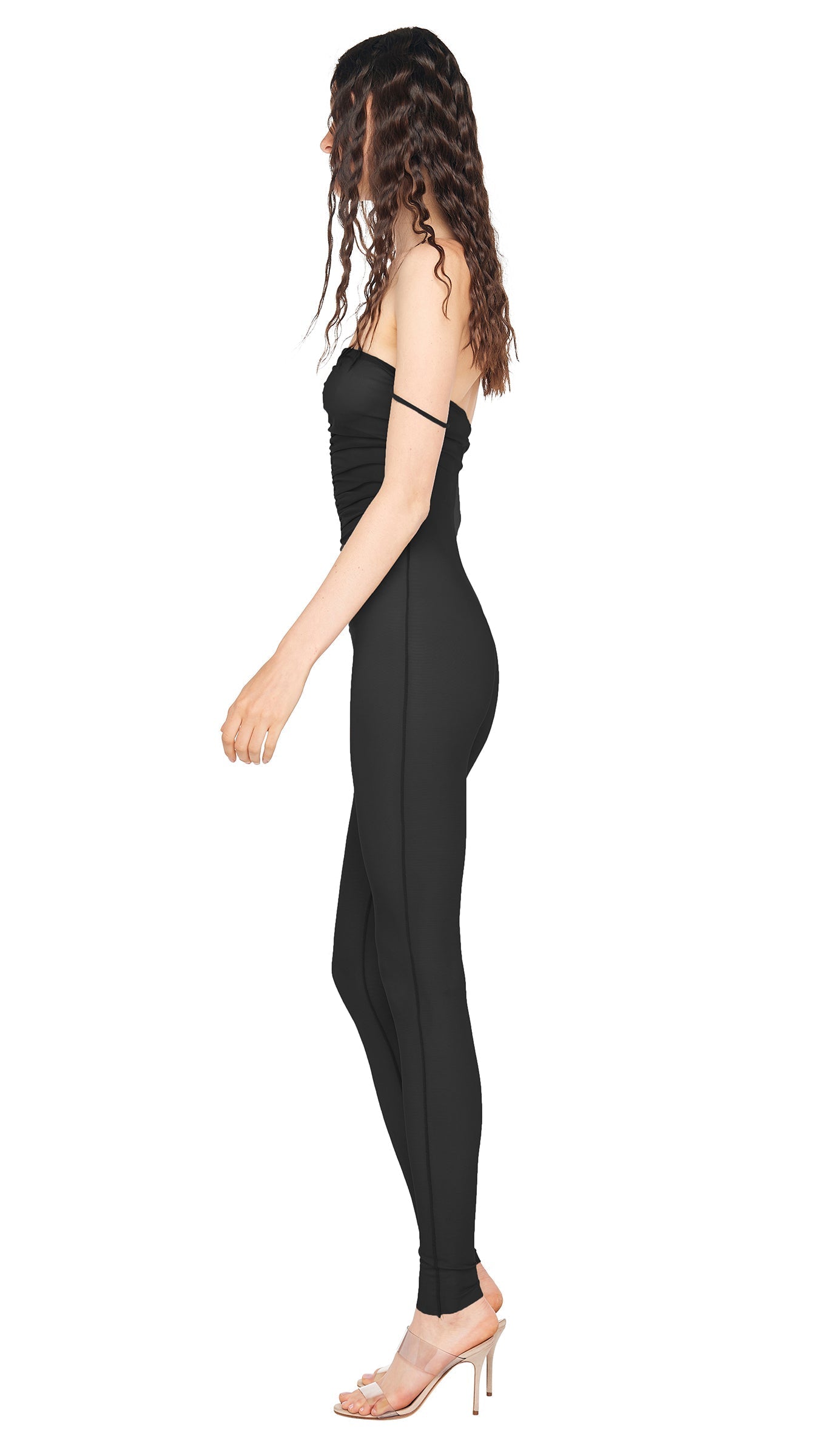 Norma Kamali STRAPLESS SHIRRED FRONT CATSUIT