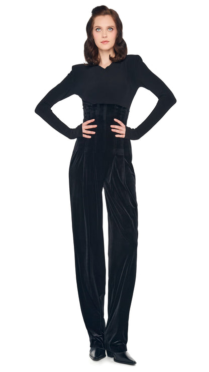 Norma Kamali HIGH WAIST TAILORED PLEAT PANT