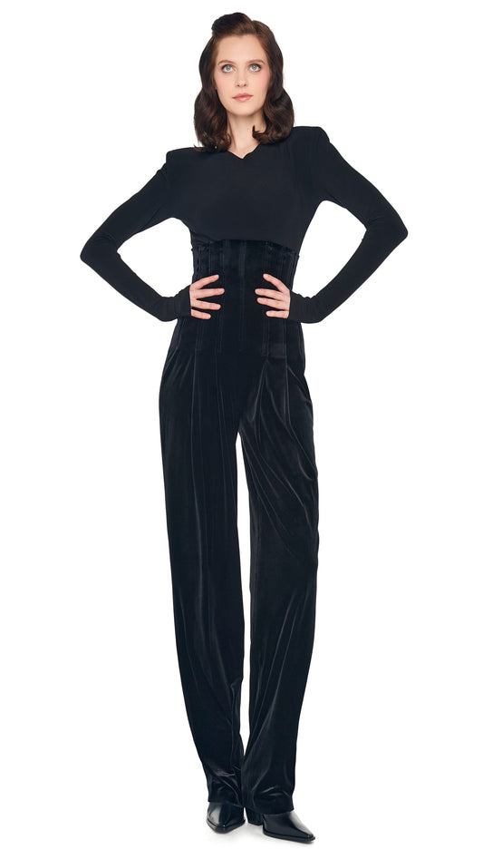 Norma Kamali HIGH WAIST TAILORED PLEAT PANT